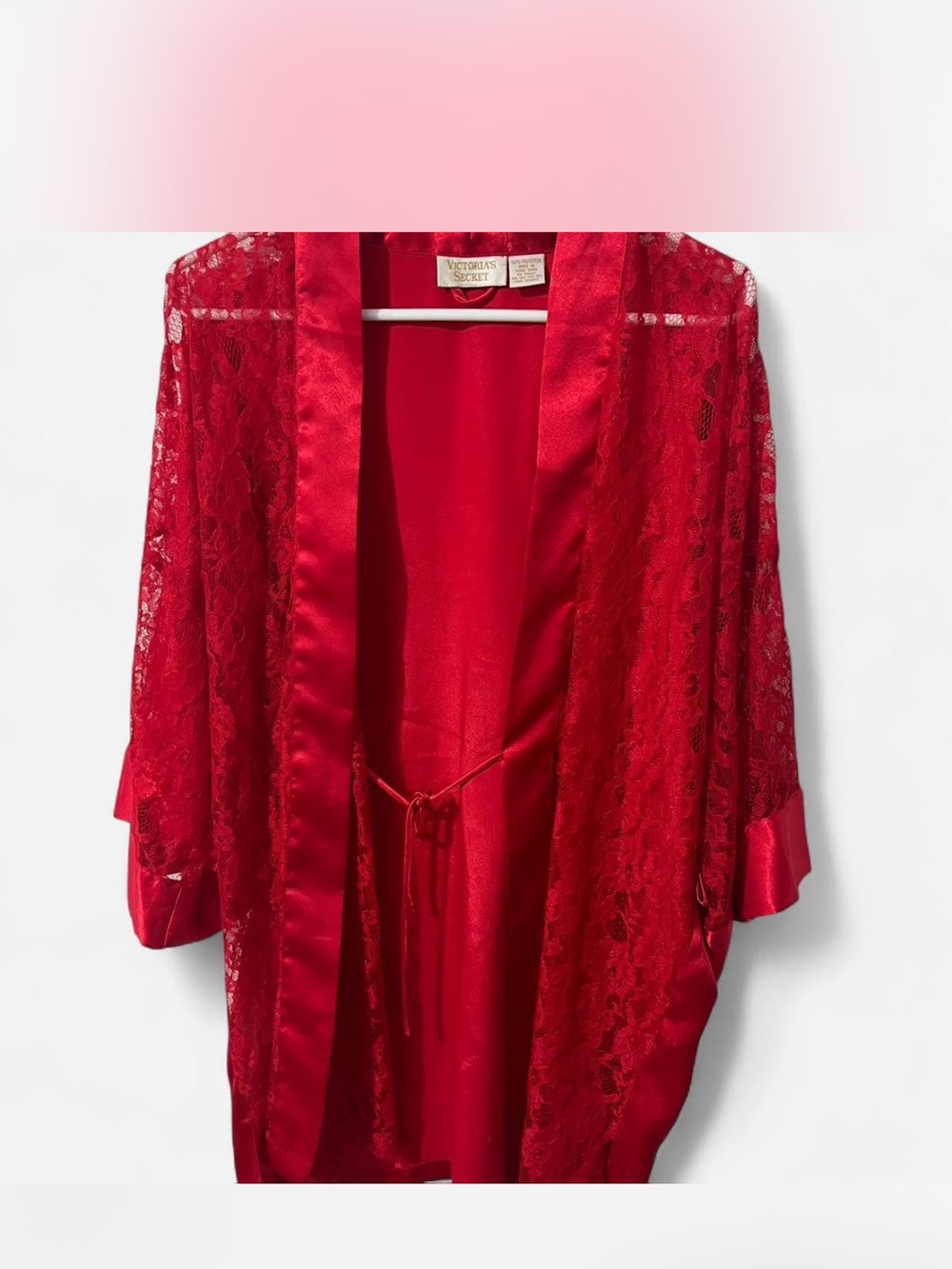 Victoria's Secret Red Lace & Satin Kimono Robe
